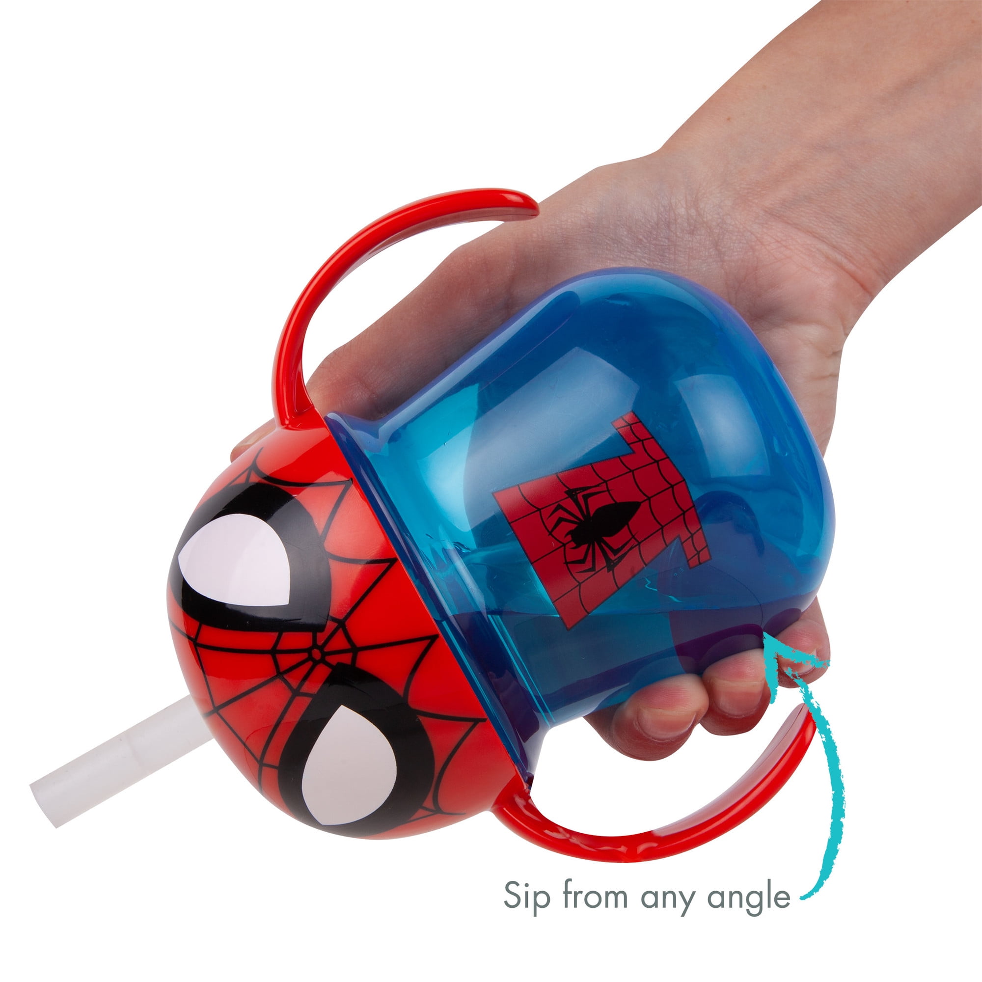 Marvel's Ultimate Spiderman Blue Top Clear Sippy Cup ❤ liked on