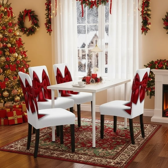 CREATITOY Red Butterfly Elastic Full Cover Stool Covers Stretchable Dining Chair Slipcovers for Living Room Restaurant Banquet Decorations