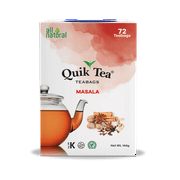 Quik Tea Masala Chai Tea Bags - Single Box 72 Count - All Natural Non-GMO Authentic Teabags from India