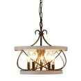 thumbnail image 5 of Bella Depot 5-Light Distressed White Rustic Wood Caged Chandelier Pendant Light for Farmhouse Kitchen Island, 5 of 9