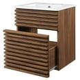 thumbnail image 3 of Sink Vanity Cabinet, Wall Mounted, Wood, Brown Walnut White, Modern Contemporary Urban Design, Hotel Bedroom Bathroom Master Suite Guest, 3 of 10