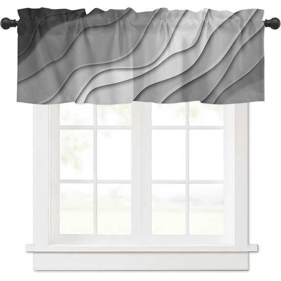 Curtain Valance for Windows Teal Blue Geometric Modern Aesthetic Rod Pocket Valance Window Treatments 1 Panel Brown Abstract Short Curtains for Kitchen Windows Bathroom Bedroom 54 x 18 inch