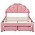 thumbnail image 6 of Harper & Bright Designs Full Size Upholstered Platform Bed with Seashell Shaped Headboard, Princess Wooden Bedframe with LED and 2 Storage Drawers for Kids Teens Adults, Pink, 6 of 13