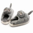thumbnail image 1 of Zapatillas grises con forma de gato cálido, de felpa, antideslizantes, para interiores, casas, unise, 1 of 1