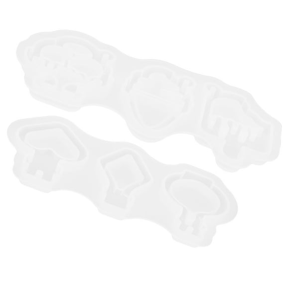 2 Pcs Key Fob Pendant Mold Moving Sand Keychain Molds DIY Rings Making Flexible Silicone Quicksand Animal Round