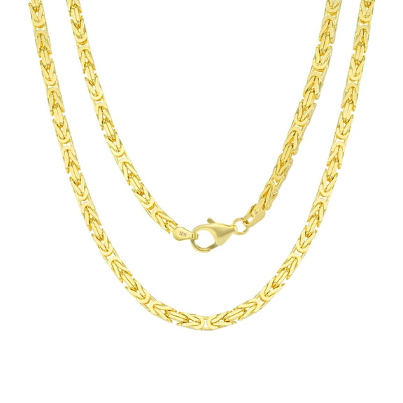 Nuragold 10k Real Yellow Gold Byzantine Square Link 4mm Necklace (20"-30") Italian Jewelry for Men