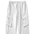 thumbnail image 5 of Blmnix Low Rise Pants Men Cargo Travel Pants Baggy Cotton Pants Sweatpants Straight-Leg White Long Casual Pants for Men,M, 5 of 6