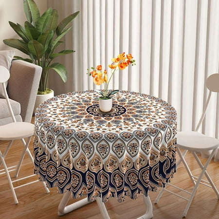 

ALSLIAO Southeast Asian Style Round Tablecloth Nordic Simple Literature and Art Flower Yz30