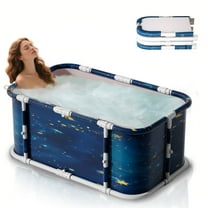 Beuway 45.27"Upgraded Foldable Bathtub for Adults,Fold-In-Half Tub for Ice Hot Bath,Install-Free(Cosmic Blue)