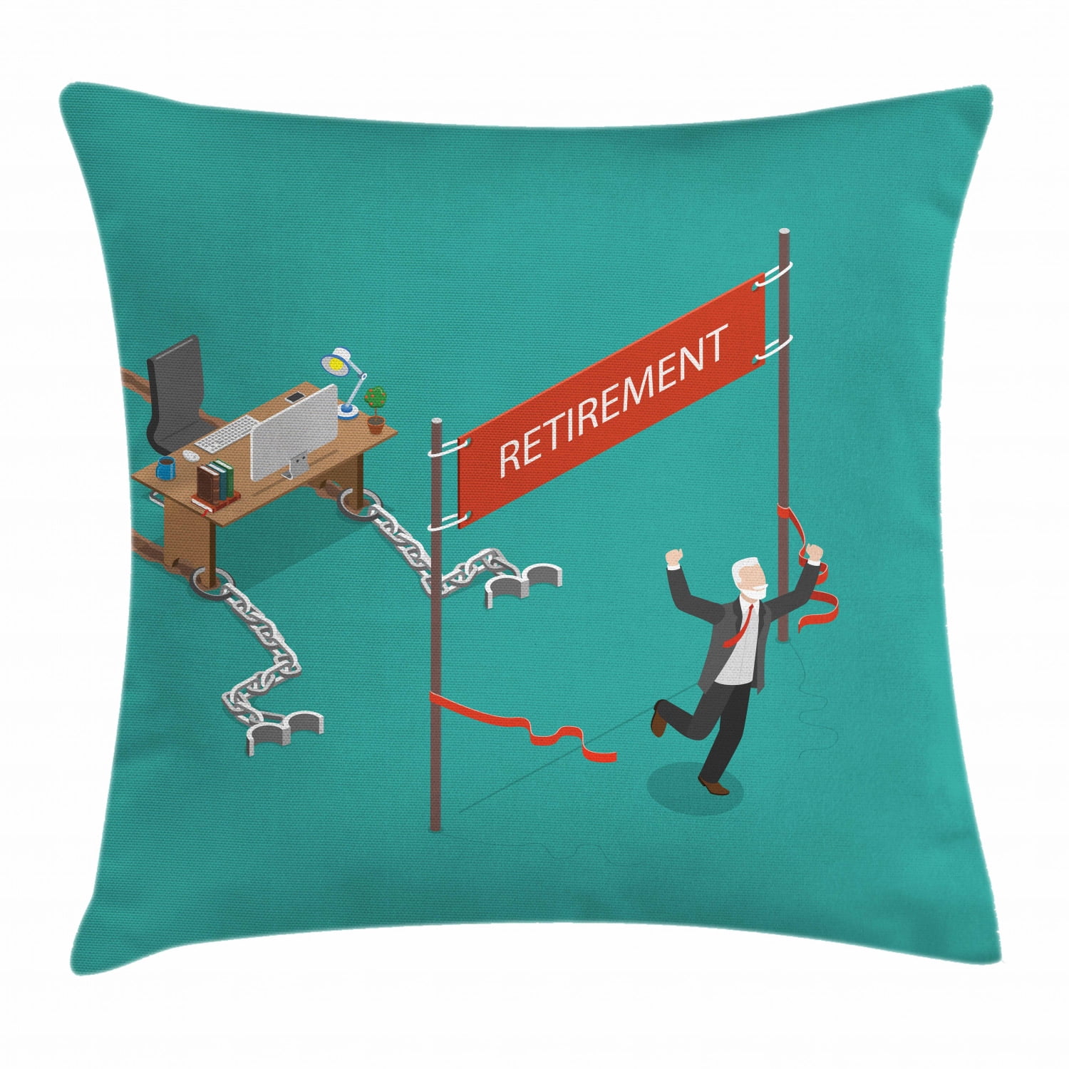 Retirement Party Throw Pillow Cushion Cover, Senior Man Breaking Free