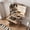 Walnut_4Drawer, variant on Teqhome Lighted Mirror Power Station Makeup Vanity Desk Set with 3 Drawers 3 Open Shelves 3 Cubbies Stool for Bedroom Dressing Room (Brown)