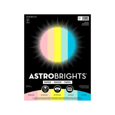 Astrobrights Sprinkle Colored Paper 24 lbs. 8.5" x 11" Assorted Colors 300 Sheets/Pack (94000)