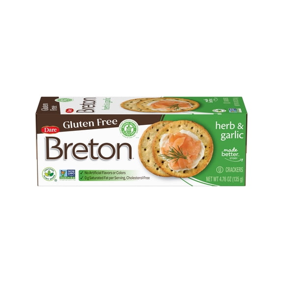 Breton Herb & Garlic Gluten Free Crackers, 4.76 oz