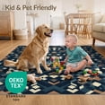 thumbnail image 4 of ODIKA 3'x5' Ultra-Soft Throw Mat, Navy Long Angular Blocks Contrasting Accessories Ocean Racetrack None Washable, Bare feet friendly, Easy Care Indoor rug for Bedside, Vanity, 4 of 7