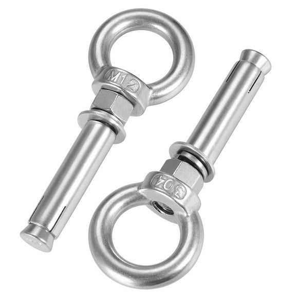Unique Bargains M12 x 90 Expansion Eyebolt Eye Nut Screw with Ring Anchor Raw Bolts 2 Pcs
