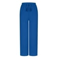 thumbnail image 6 of Qulqfy Baggy Pants Women Mid Rise Wide Leg Blue Comfy Workout Casual Flowy Pants S, 6 of 8