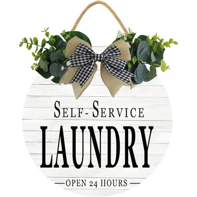 Eveokoki 12" Laundry Room Wooden Sign Farmhouse Laundry Room Hanging