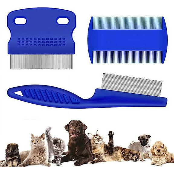 3 Pieces Pet Lice Combs Dog Grooming Flea Comb Cat Tear Stain Comb For Removal Dandruff, Hair Stain, Nit