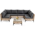 thumbnail image 5 of Delmango 7 Pieces  Patio Furniture Set Boho Wicker Rattan Outdoor Sectional Sofa Set with Cushions & Table for Lawn, Backyard, Porch, Backyard, Porch, Gray, 5 of 8