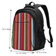 thumbnail image 5 of Wukai Mexican Serape Blanket Stripes Travel Laptop Backpack: Business Water-Resistant Bag with USB Charging Port, Ideal College Backpack for Men & Women, 5 of 6