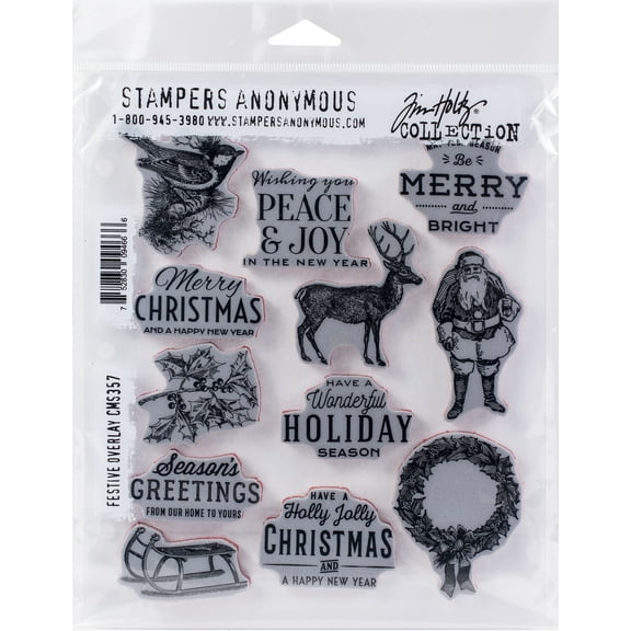 Tim Holtz Cling Stamps 7"X8.5"-Festive Overlay