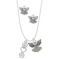 thumbnail image 1 of Delight Jewelry Peace - Heart - Softball Silver tone Guardian Angel Charm Necklace and Stud Earrings, 1 of 4