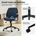 thumbnail image 3 of Ergonomic Adjustable Swivel Office Chair with Solid Wood Backrest and Premium Comfort Navy Cushion for Home Workplace, 3 of 8