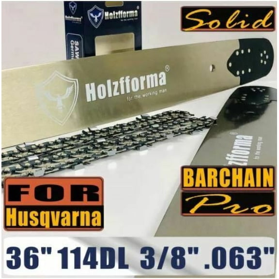 Holzfforma Pro 36 Inch 3/8 .063 114DL Solid Bar & Full Chisel Chain Combo For H