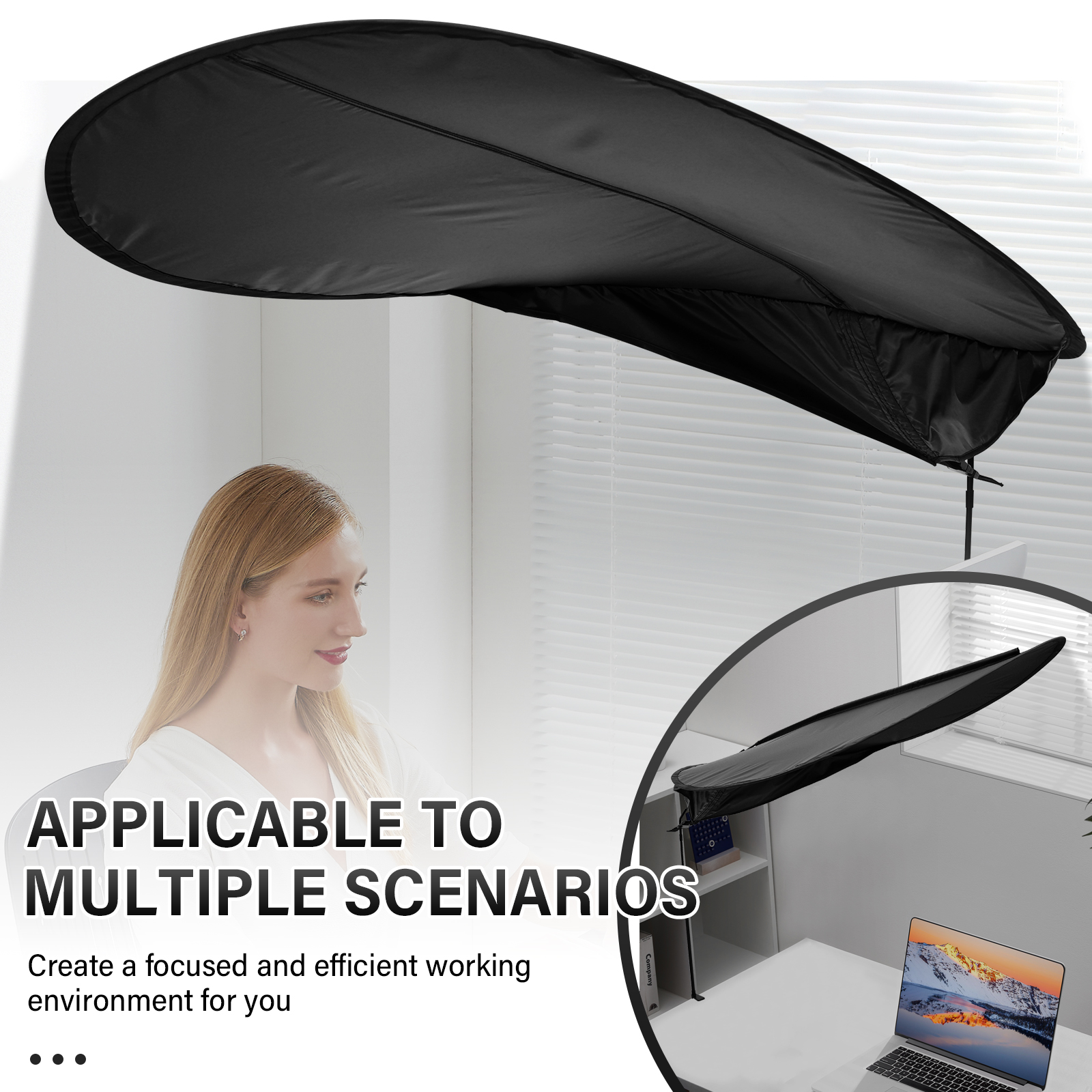 Austok Adjustable Cubicle Shade and Desk Canopy Essential Cubicle Light Blocker for Partitions to Block Overhead Light and Glare