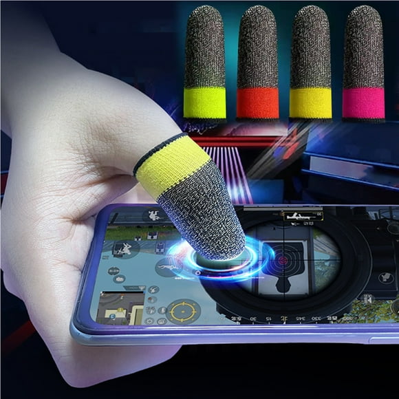 Neinkie 4Pairs Mobile Phone Gaming Finger Sleeves, Gamer Thumb Protector/Stabilizer/Compression Support Sleeve, PUBG Game Hand Controller Gloves/Cover/Wrap