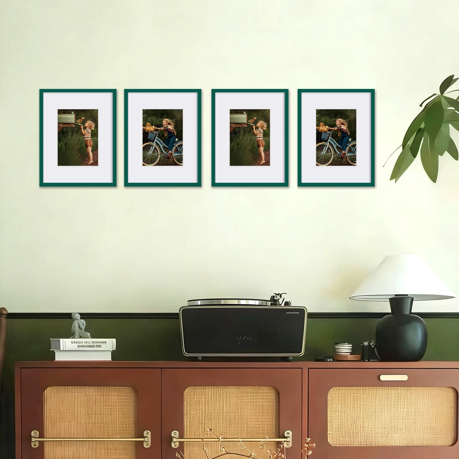 Kuxerla 2 Pack 8x10 Picture Frame Holds 5x7 Picture with Mat or 8x10 Picture without Mat,With Clear Acrylic Front and MDF Back Panel,Green