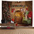 thumbnail image 5 of Tapiz de Navidad, árbol de Navidad, chimenea de ladrillo, medias, tapices para colgar en la pared, tapices para dormitorio, sala de estar, dormitorio, 80 x 60 pulgadas, colorido, 5 of 5