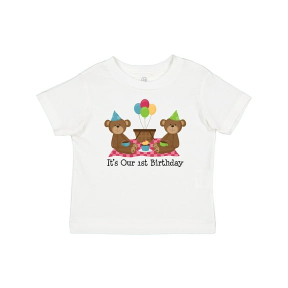 Inktastic Twins 1st Birthday Bears Boys or Girls Baby T-Shirt