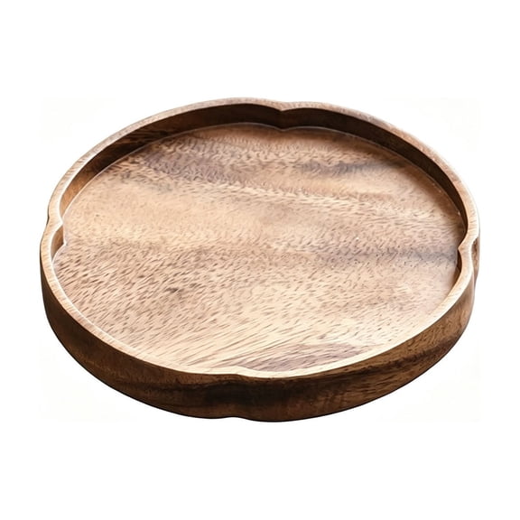 Round Wood Tray, Wooden Serving Tray,Serving Tray for Coffee Table, Tray Organizer for Kitchen, Round Wood Tray for Table Centerpiece