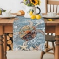 thumbnail image 2 of Burlap Table Runner 90 Inches Long, Seaside Sea Turtles Starfish Non-Slip Kitchen Table Runners for Dining Room Everyday Use Party Table Decorations Vintage Starfish Retro Backdrop, 2 of 9