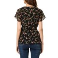 thumbnail image 3 of MODA NOVA Wrap Tops for Juniors Floral Printed V Neck Slit Sleeve Tie Waist Peplum Blouse, 3 of 5