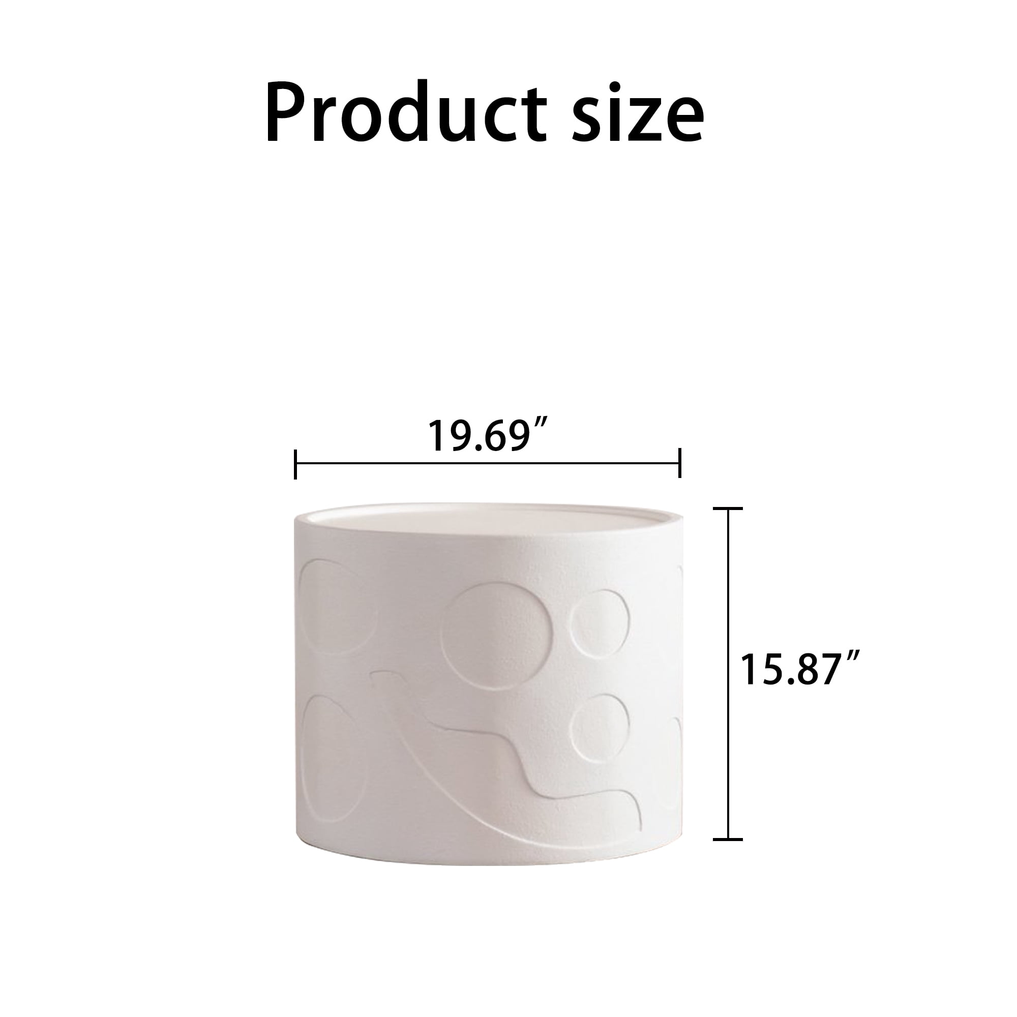 Leumius Round Coffee Table Handcrafted Relief Sturdy Pedestal Wooden Side Table for Living Room No Need Assembly White 2