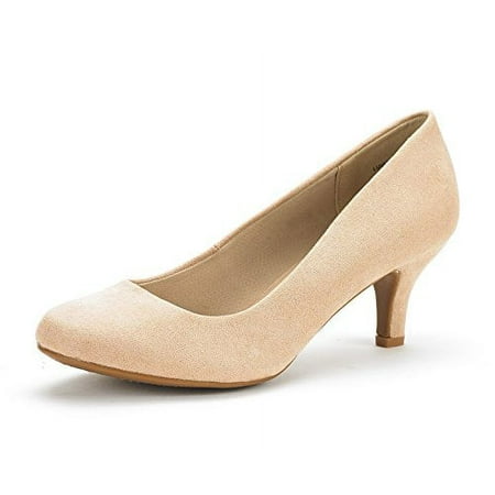 

Dream Pairs Women s Bridal Wedding Party Low Heel Pump Shoes Luvly Nude/Suede Size 12