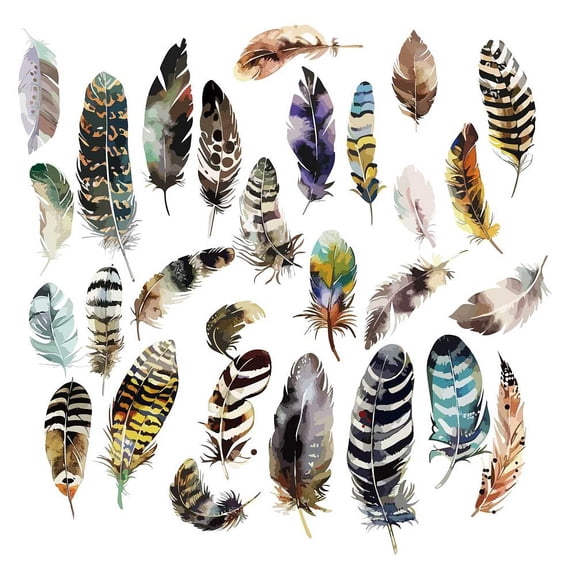 8 Sheets 3D Birds Feather Window Stickers Self Adhesive Clings Wall Decals Peel and Stick Vinyl PVC Waterproof Decor for Living Room Bath Dorm
