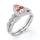thumbnail image 4 of Conjunto Boda Halo Pavé Cruzado Filigrana Art Deco Morganita y Moissanita Almendra 1,5 ct JeenMata Baño Oro Blanco 18 K sobre Plata, 4 of 6
