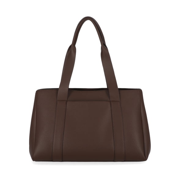 Free Assembly Women's Faux Leather Work Tote Handbag, Chocolate
