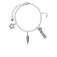 thumbnail image 2 of Delight Jewelry Silvertone 3-D Feather Silvertone Dream Big Charm Bracelet, 7.5+2" Extender, 2 of 4