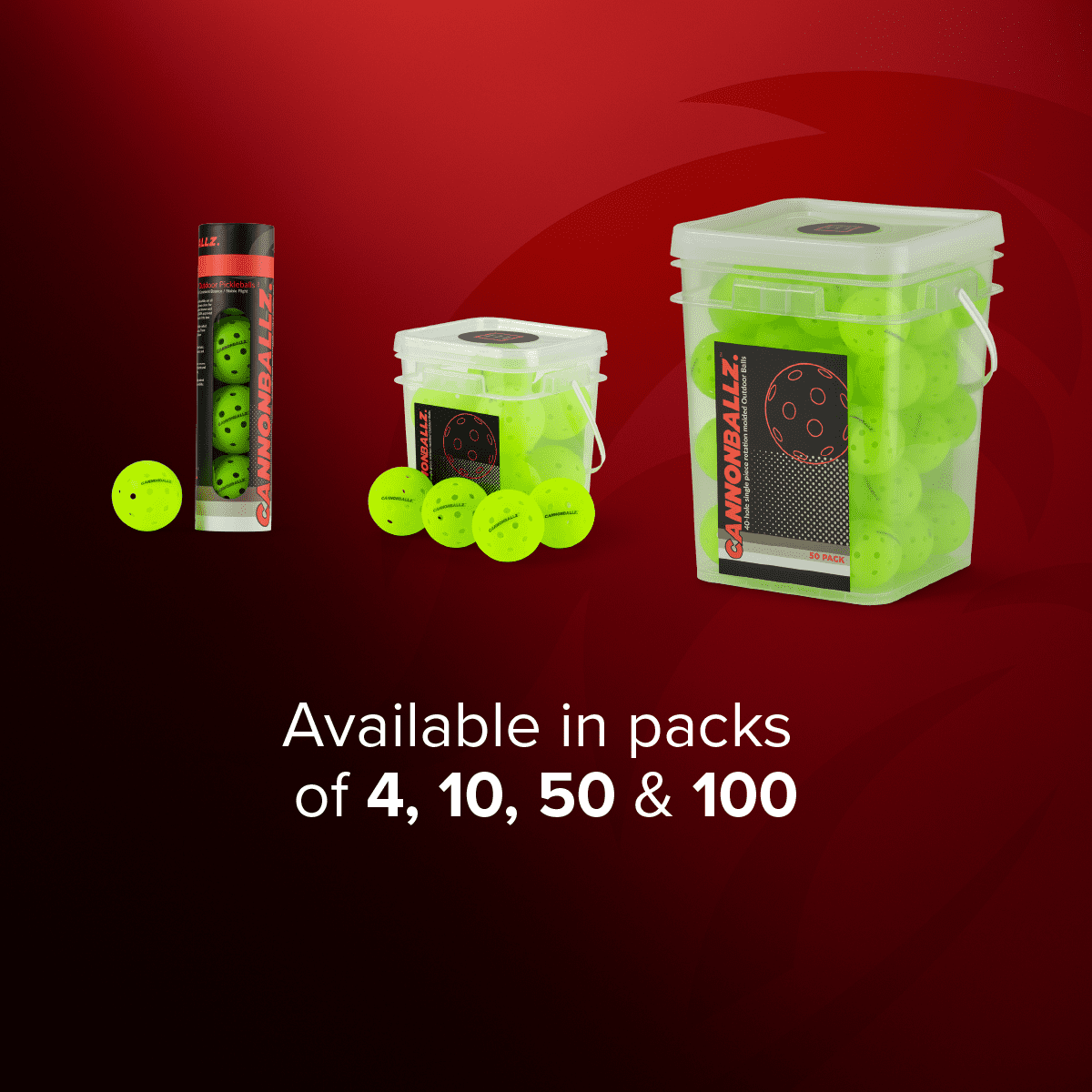 Cannonballz 40-Hole Outdoor Pickleballs, 10 Pack, Official Ball of the UP