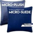 thumbnail image 3 of 20" x 20" Cover Only Throw Pillowcase Reversible - Dark Blue: 2 PCS / 4 Sided. Luxurious, Microsuede/Microplush Fabric - Softest / High Thread Count - Washable - Outstanding Beauty & Comfy, 3 of 9