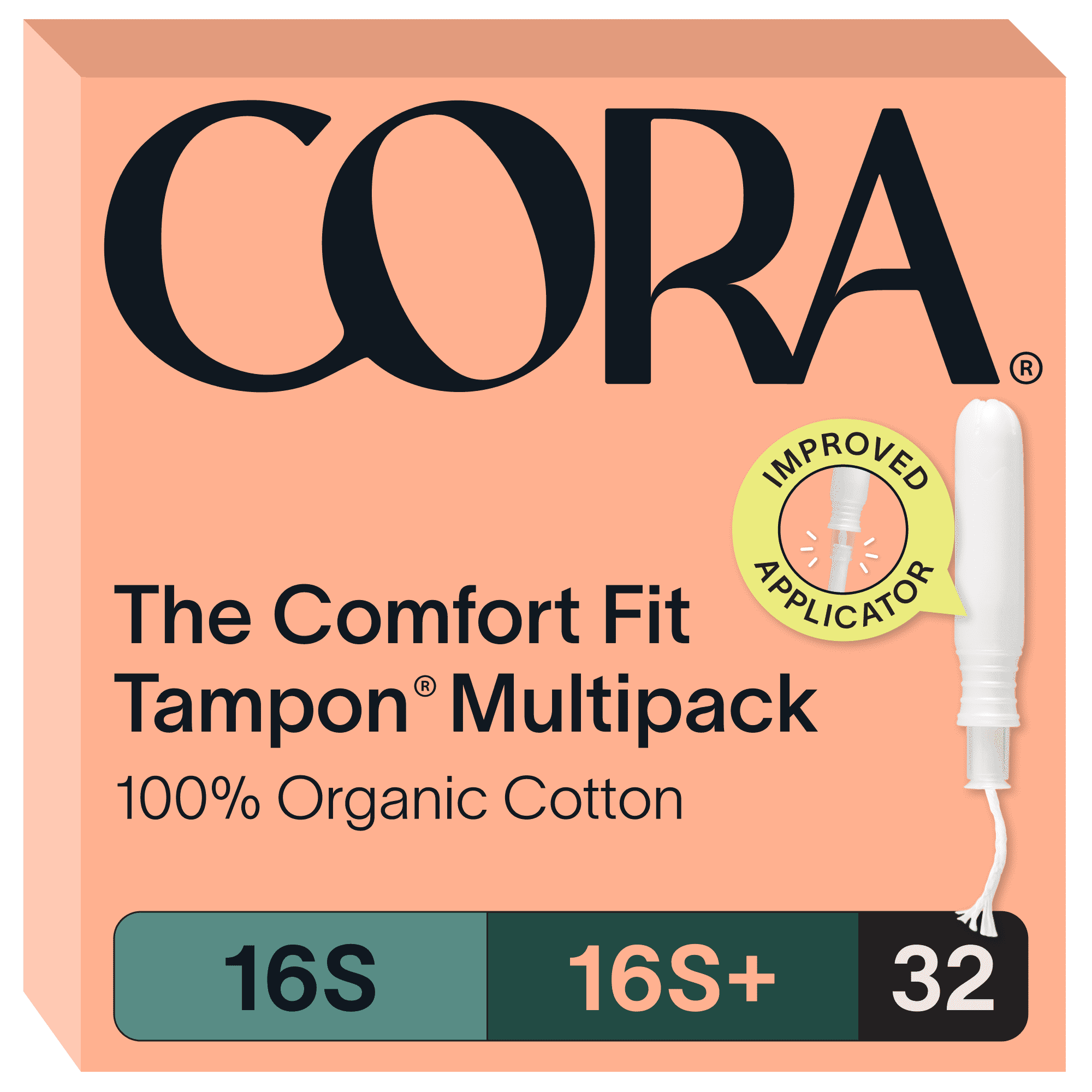 (3 pack) Cora Compact Applicator Tampons, 100% Organic Cotton, Super/Super+, 32 Count