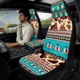 thumbnail image 3 of Xoenoiee Aztec Cow American Tribal Pattern 5 Pcs Auto Seat Covers Set for Women Men, Decorative Faux Leather with Seat Belt Covers & Armrest Pad, Universal Fit for Cars, SUVs, Trucks, 3 of 7