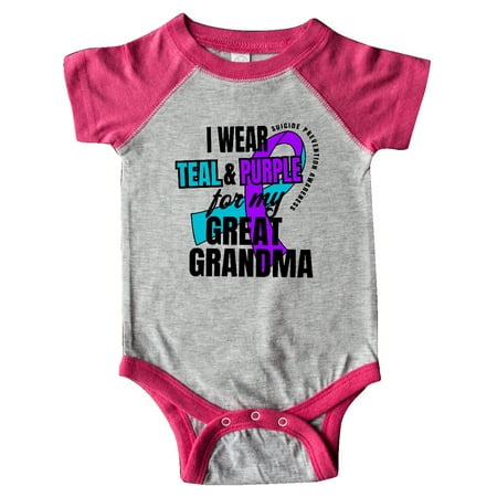 

Inktastic Suicide Prevention I Wear Teal and Purple For My Great Grandma Gift Baby Boy or Baby Girl Bodysuit