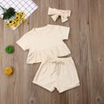 thumbnail image 1 of Newborn Kid Toddler Boy Girl Summer Clothes Ruffles Tops Shorts 3PCS Outfits Set, 1 of 5