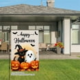 thumbnail image 3 of JOOCAR Happy Halloween Linen Garden Flag with Ghost, Cat, and Pumpkins for Fall Autumn Home Outdoor Garden Yard Door Decor 12x18 inch, 3 of 5