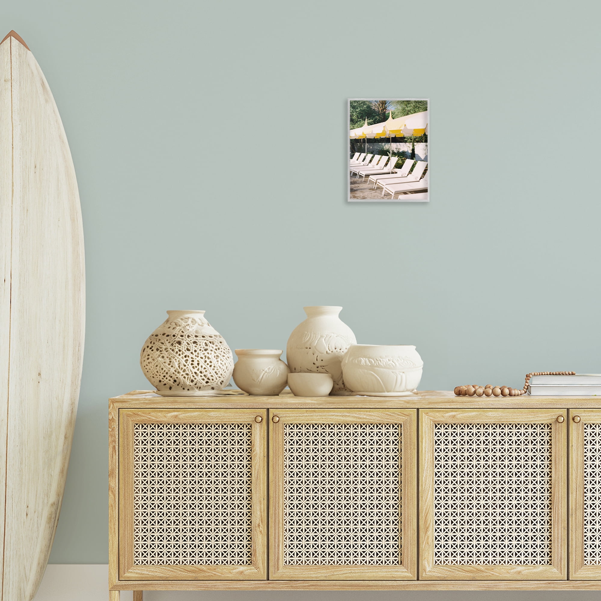 Stupell Industries Poolside Beach Chairs Landscape Photography Gray Framed Art Print Wall Art, 11 x 14